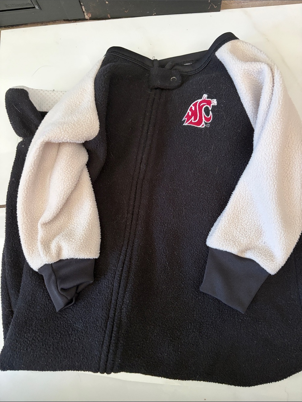 WSU Cougars Kids Fleece pajamas onsie- Black and Cream